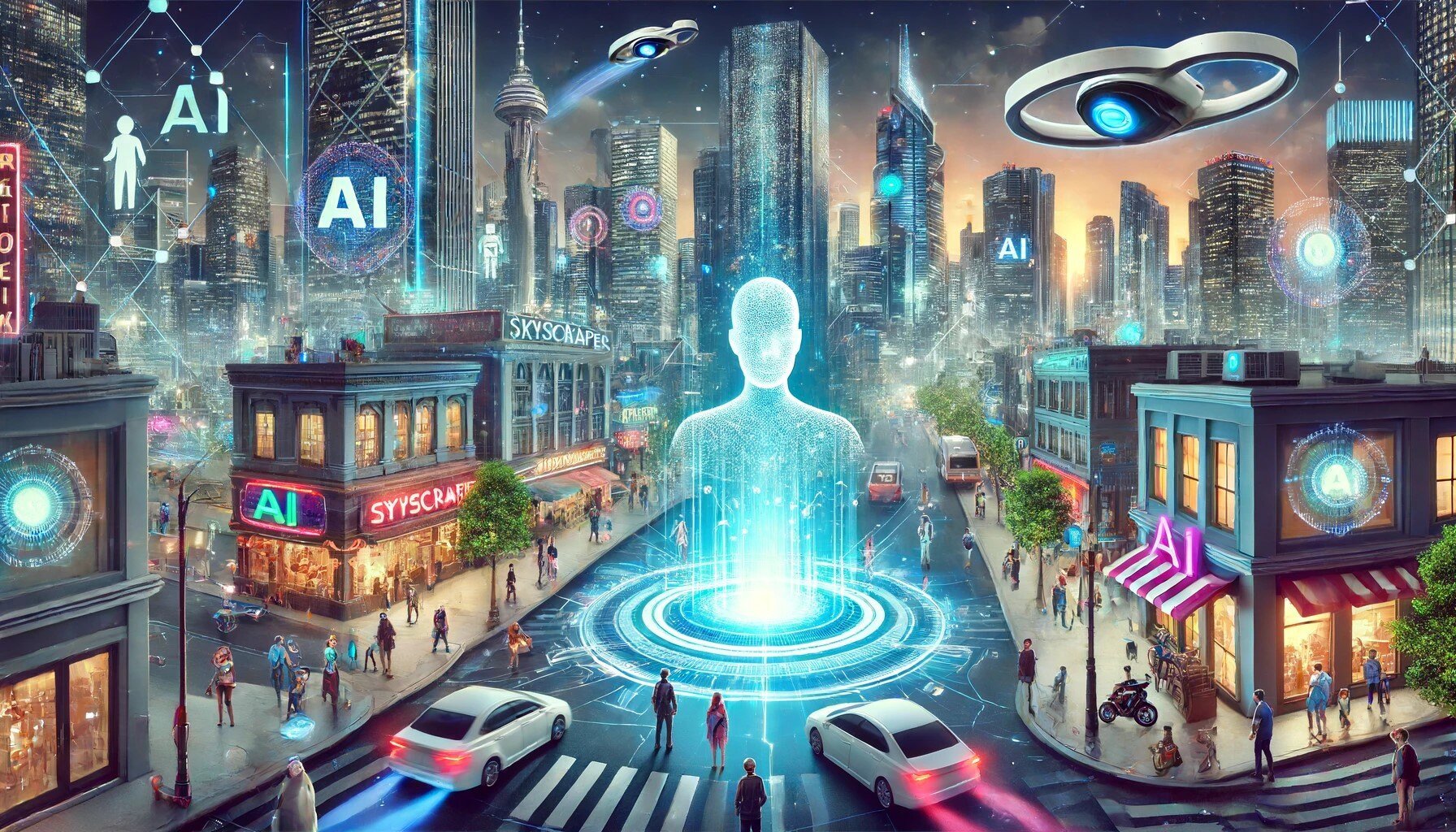 ChatGPT's view of a futuristic city with AI